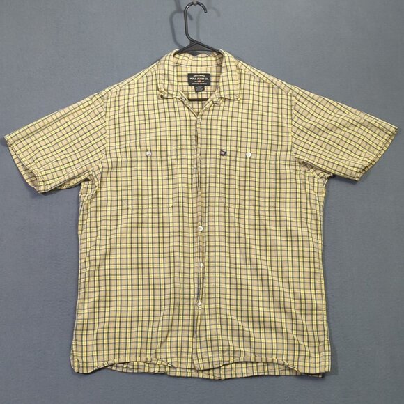 Ralph Lauren Jeans Co Vtg Shirt Men's M Yellow Plaid Loop Collar Short Sleeve - Picture 3 of 10